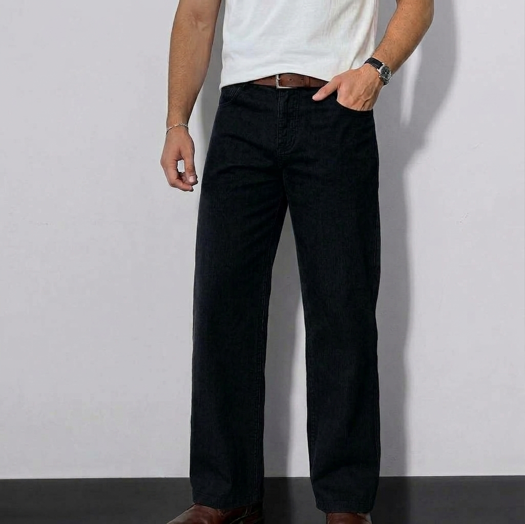 black-twill-straight-fit-pant Black Twill Straight Fit Pant - Image 1