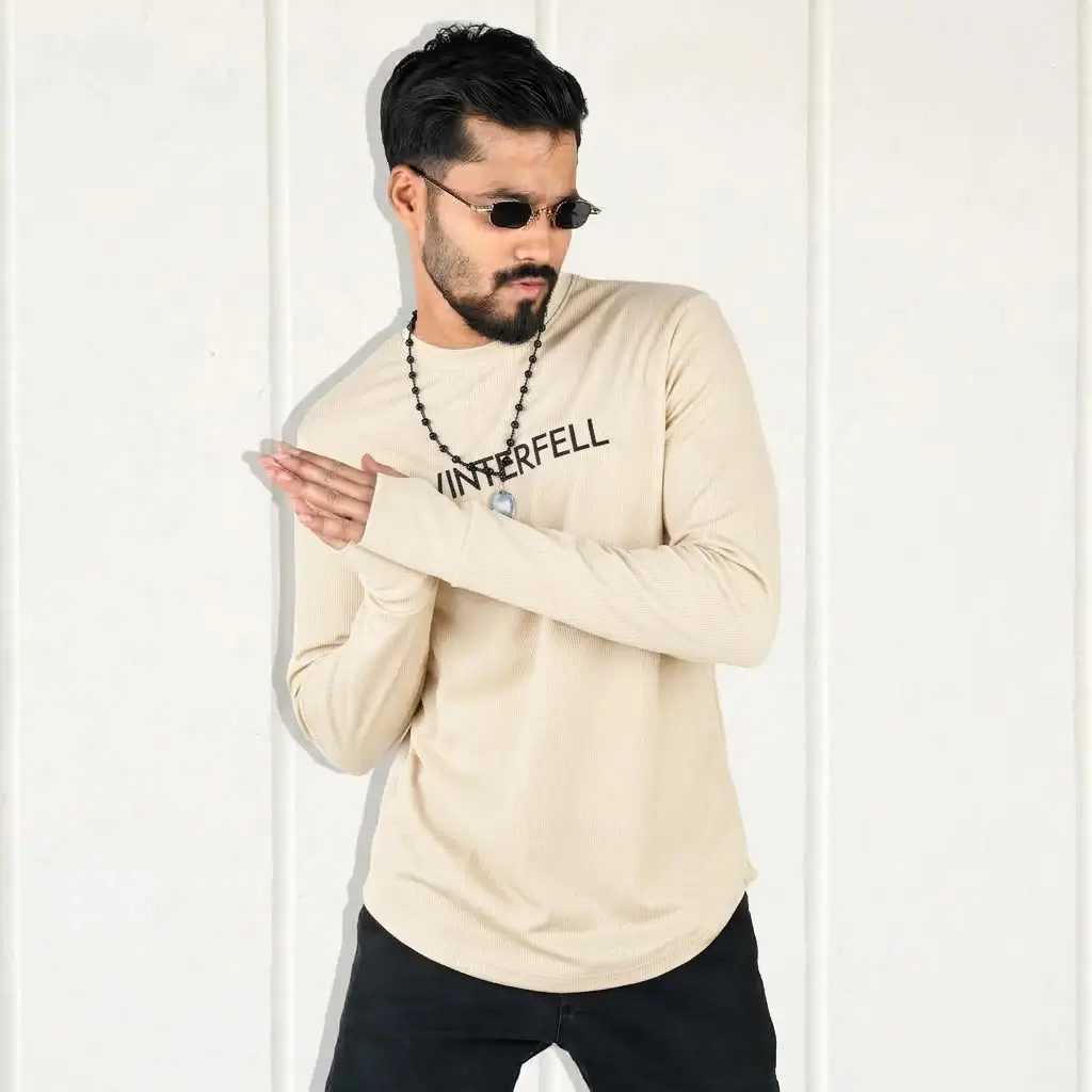 cream full sleeve tee cream color tee