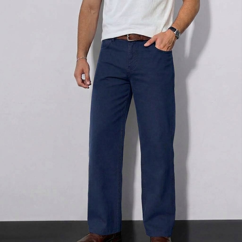 navy-blue-twill-straight-fit-pant Navy Blue Twill Straight Fit Pant - Image 1
