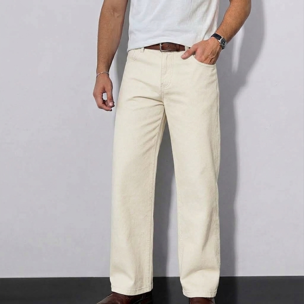 off-white-twill-straight-fit-pant Off White Twill Straight Fit Pant - Image 1