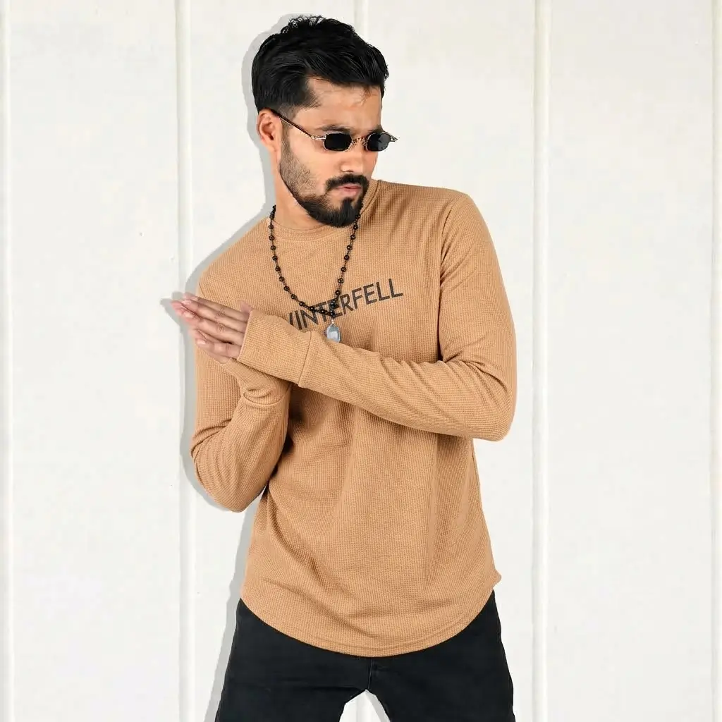 sandal full sleeve tee Waffle Knit Full Sleeve Tee - Sandal - Image 1