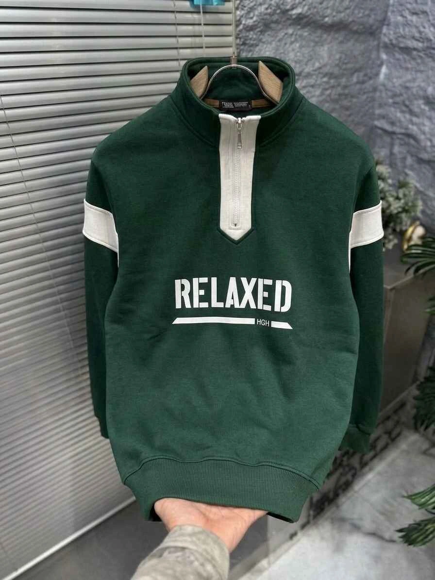 dark green (2) Relaxed Dark Green Drop Shoulder Sweatshirt - Image 1