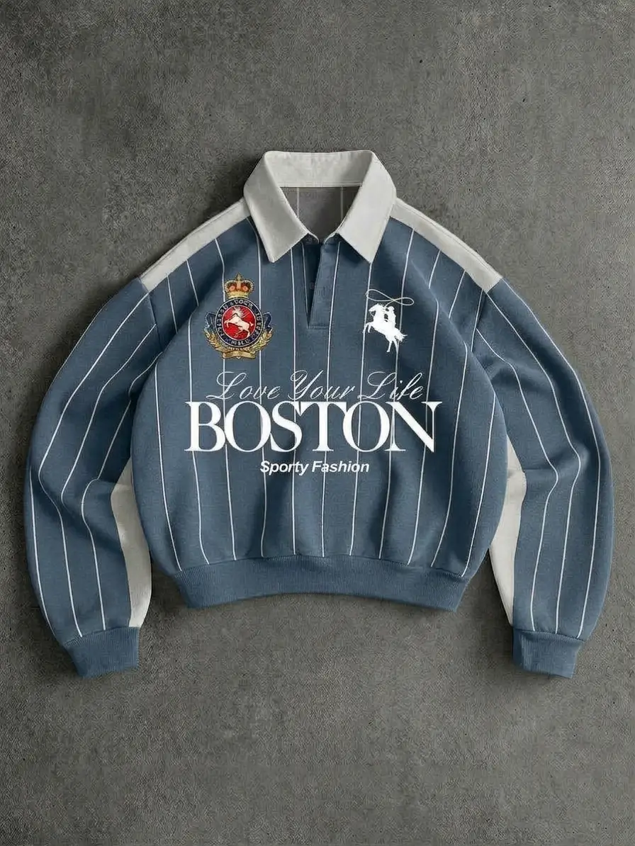 dusty blue Boston Dusty Blue Drop Shoulder Sweatshirt - Image 1