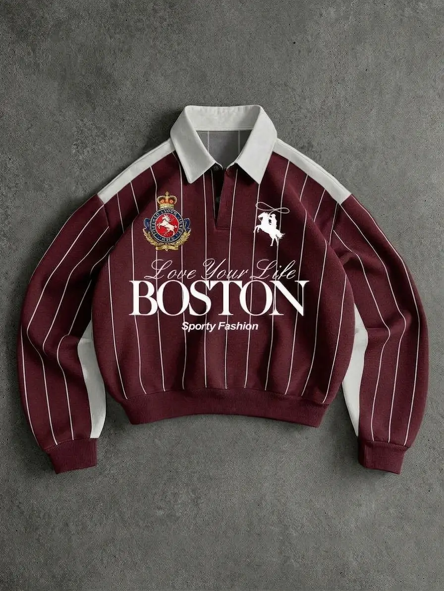 maroon Boston Maroon Drop Shoulder Sweatshirt - Image 1