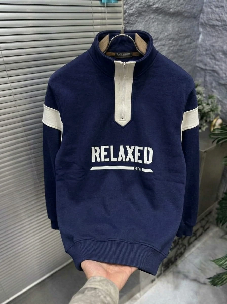 navy blue Relaxed Navy Blue Drop Shoulder Sweatshirt - Image 1